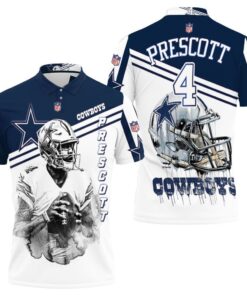 Dak Prescott 2 Dallas Cowboys Black & White 3d Polo Shirt All Over Print Shirt 3d T-shirt