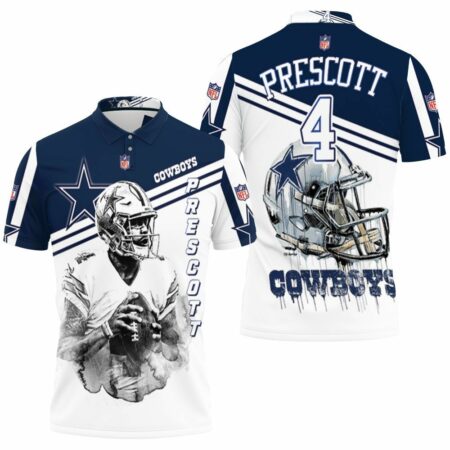 Dak Prescott 2 Dallas Cowboys Black & White 3d Polo Shirt All Over Print Shirt 3d T-shirt