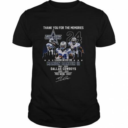 Thank You For The Memories Legend Never Die Marion Barber Iii Dallas Cowboys Pro Bowl 2007 Signature Shirt