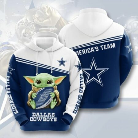 Baby Yoda Hug Dallas Cowboys 3D Printed HoodieZipper Hoodie