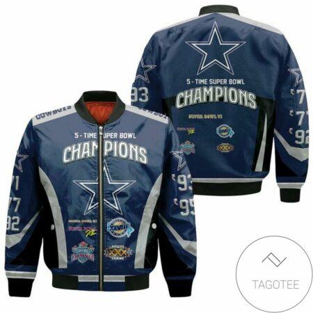 Dallas Cowboys 5 Time Super Bowl Champions Jersey Bomber Jacket