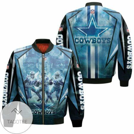 Dallas Cowboys Amari Cooper 19 Dak Prescott 4 Ezekiel Elliott 21 3D Bomber Jacket