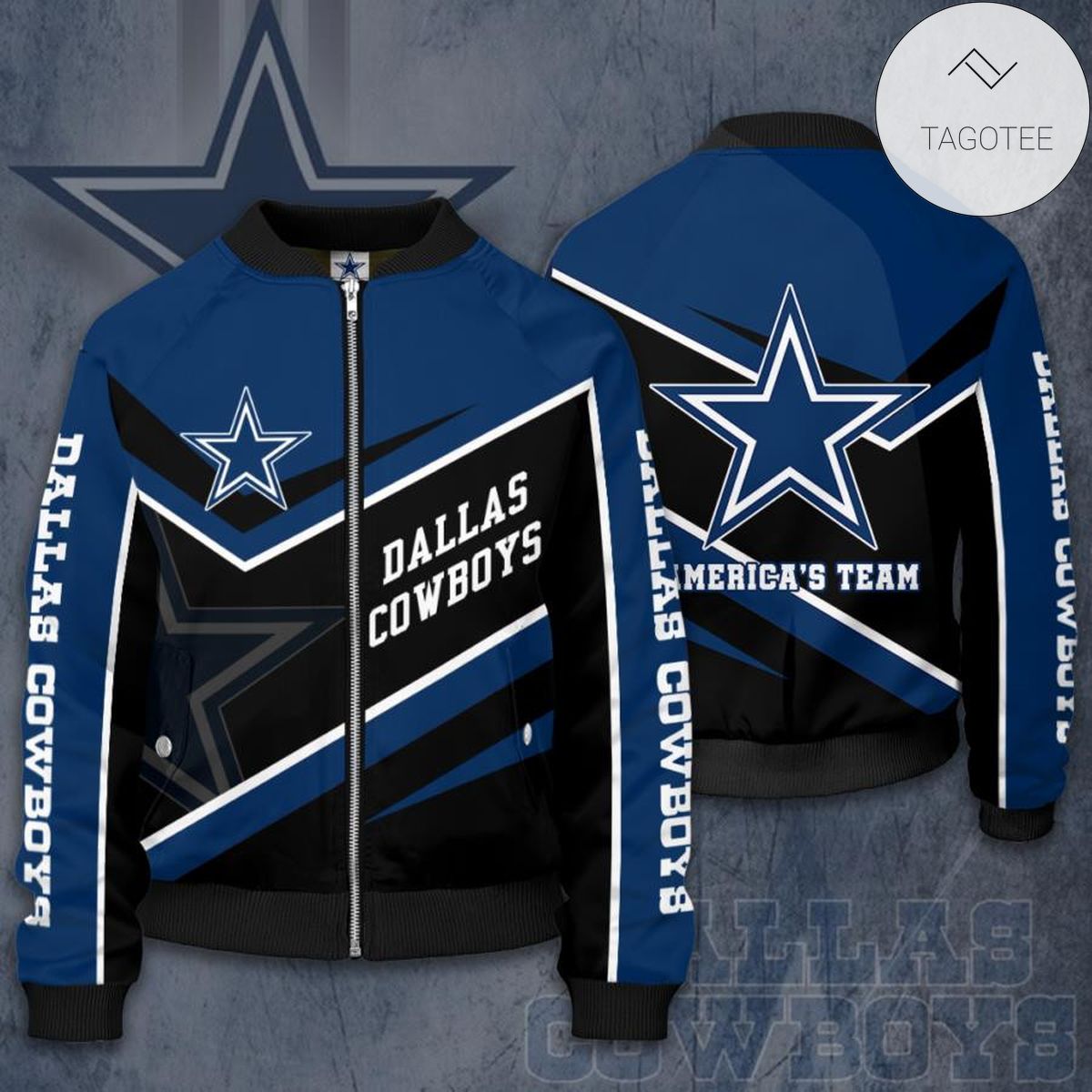 Dallas Cowboys Bomber Jacket Blue On Black
