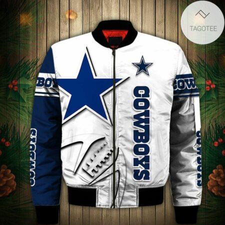 Dallas Cowboys Bomber Jacket Fashion Winter Coat Blue White