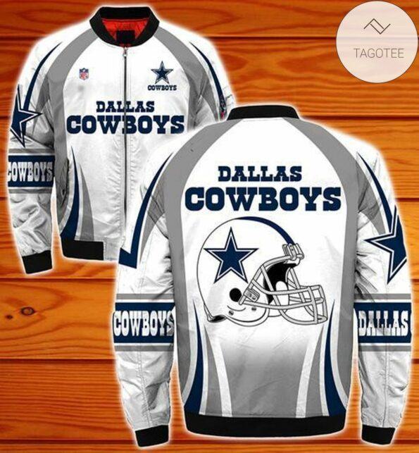 Dallas Cowboys Bomber Jacket White Gray
