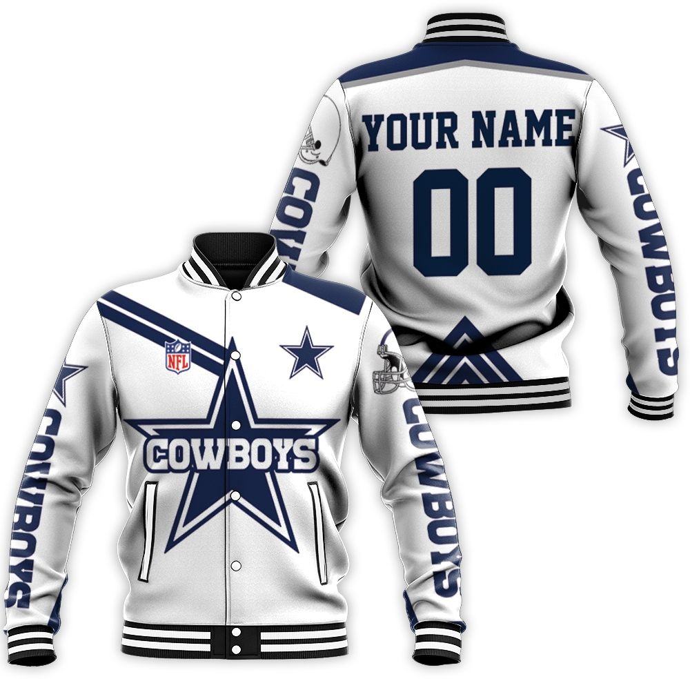 Dallas Cowboys Logo Nfl 3d Personalized Baseball Jacket