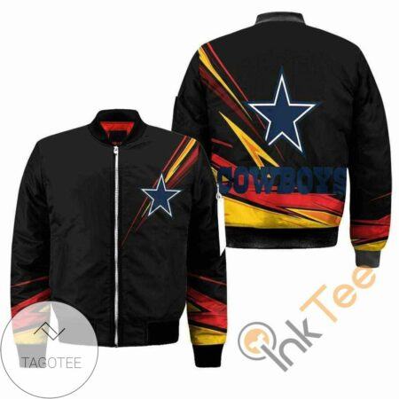 Dallas Cowboys NFL Black Apparel Best Christmas Gift For Fans Bomber Jacket, 3D All Over Print