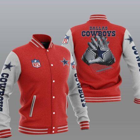 NFL Dallas Cowboys Red Grey 2 Hand Baseball Jacket