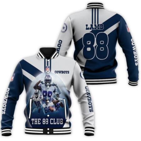 Dallas Cowboys Ceedee Lamb 88 The 88 Club Dark Blue Jersey Style 3D Allover Gift For Cowboys Fans Lamb Fans Baseball Jacket