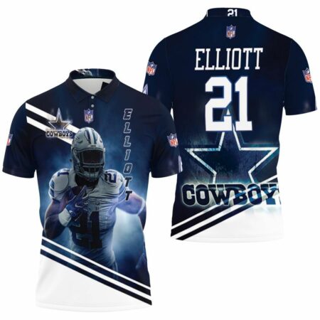 Ezekiel Elliott 21 Dallas Cowboys 3D Polo Shirt