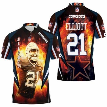 Ezekiel Elliott 21 Dallas Cowboys3D Polo Shirt