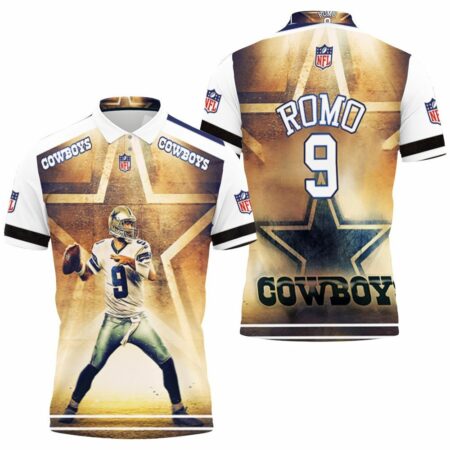 Tony Romo 9 Dallas Cowboys 3D Polo Shirt