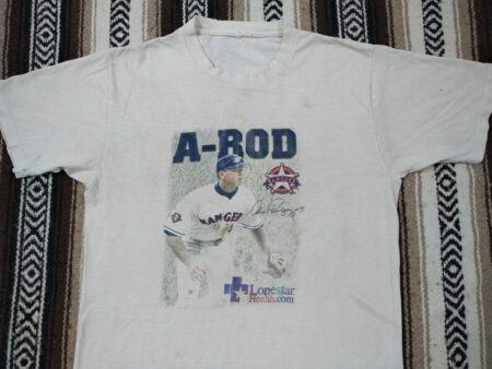 Alex Rodriguez vintage T Shirt Texas Rangers MLB Baseball HOF single stitch buttery soft tee 90s 00s worn distress sportswear A-Rod Lonestar