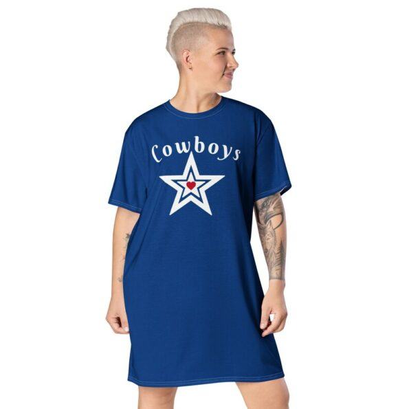 Cowboy Fans T-Shirt Dress, sizes 2XS to plus size 6X, Casual Cotton Dress, perfect with a jacket or sneakers, NFL Fan Shirt Dress, Best Gift