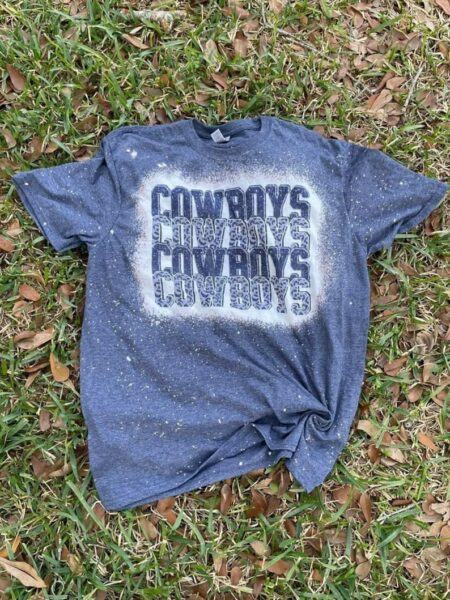 Cowboys leopard - sports - football - Cowboys shirt-Bleached Tee - Bleached Tee - team shirt - Bleached Tee