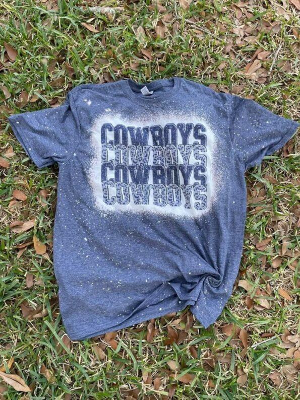 Cowboys leopard – sports – football – Cowboys shirt-Bleached Tee – Bleached Tee – team shirt – Bleached Tee