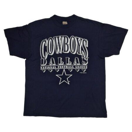 Vintage 90's DALLAS COWBOYS Big Center Spell Out NFL Dark Blue Color T-Shirt Adult Extra Large Size