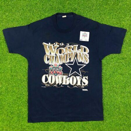 Vintage Dallas Cowboys T Shirt 90's World Champions NFL Large Made in USA Super Bowl XXVII 1992 Texas Paper Thin Single Stitch Football