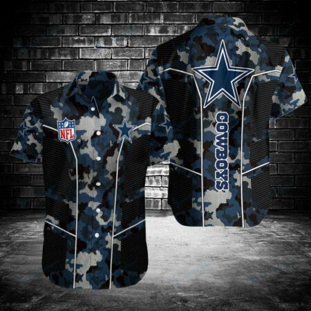 Dallas Cowboys Hawaiian Shirt Dallas Cowboys Blue Camo 3D Hawaiian Shirt, Gift For Cowboys Fan