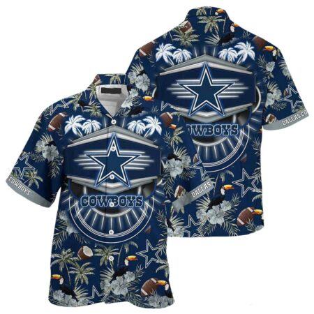 Dallas Cowboys Hawaiian Shirt Dallas Cowboys Coconut And Parrot Pattern Hawaiian Shirt, Gift For Fan