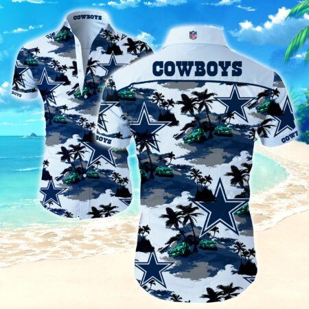 Dallas Cowboys Hawaiian Shirt Dallas Cowboys Coconut Tree Graphic 3D Hawaiian Shirt, Gift For Fans