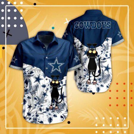 Dallas Cowboys Hawaiian Shirt Dallas Cowboys Funny Cat Hawaiian Shirt
