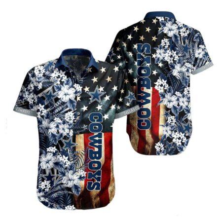 Dallas Cowboys Hawaiian Shirt Dallas Cowboys NFL US Flag Graphic Hawaiian Shirt, Gift For Fan