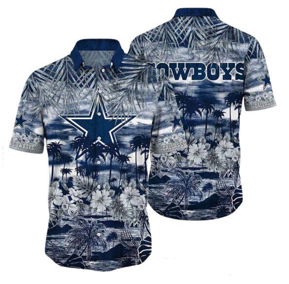 Dallas Cowboys Hawaiian Shirt Dallas Cowboys Tropical Island Pattern Hawaiian Shirt, Gift For Fan