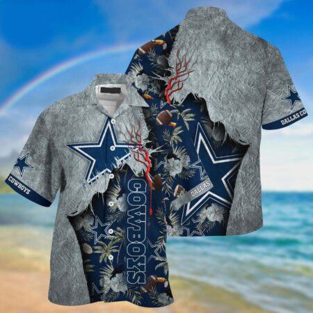 Dallas Cowboys Hawaiian Shirt Dallas Cowboys Vintage Tropical Pattern Hawaiian Shirt, New Summer Design