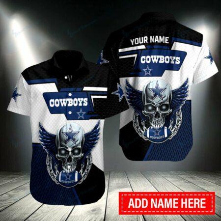 Dallas Cowboys Hawaiian Shirt High Quality Personalized Dallas Cowboys Wings Skull 3D Hawaiian Shirt