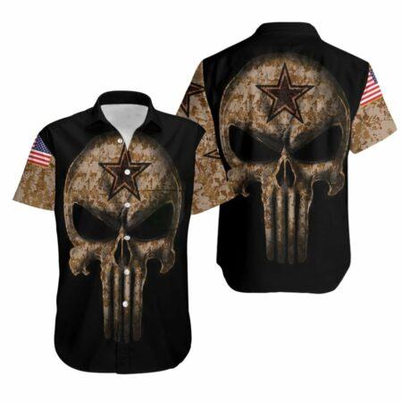 Dallas Cowboys Hawaiian Shirt Limited Camouflage Skull Dallas Cowboys 3D Hawaiian Shirt