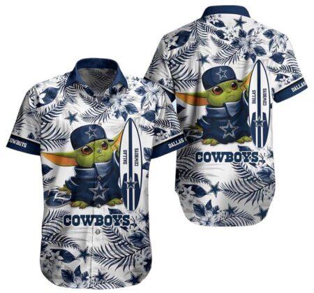 Dallas Cowboys Hawaiian Shirt Limited Dallas Cowboys Baby Yoda Tropical Pattern Hawaiian Shirt