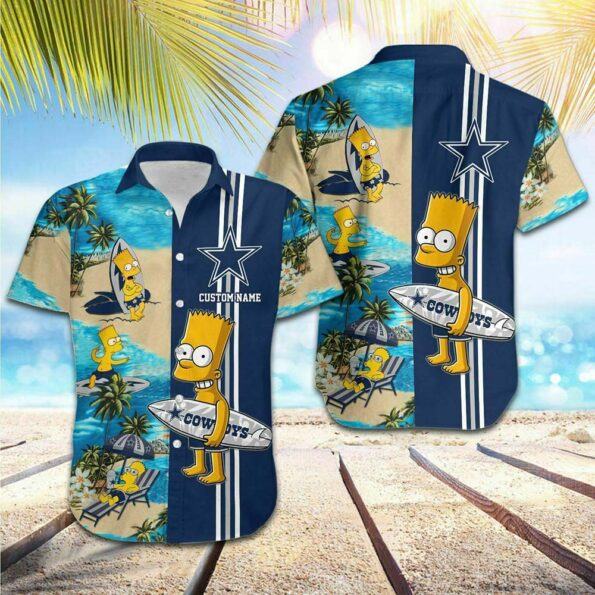 Dallas Cowboys Hawaiian Shirt Limited Dallas Cowboys Bart Simpsons Surfing Hawaiian Shirt