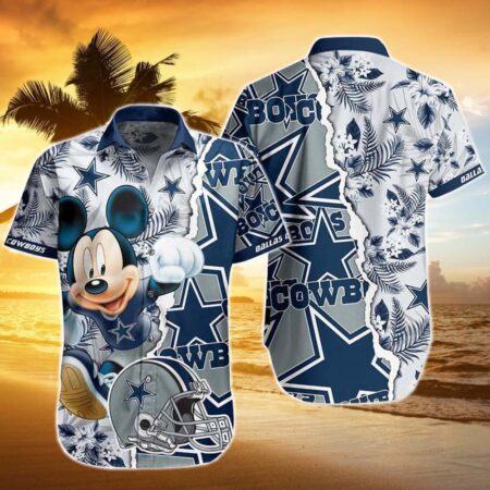 Dallas Cowboys Hawaiian Shirt Limited Dallas Cowboys Mickey With Floral Pattern Hawaiian Shirt