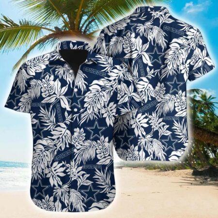 Dallas Cowboys Hawaiian Shirt Limited Dallas Cowboys Tropical Leafs Pattern Hawaiian Shirt