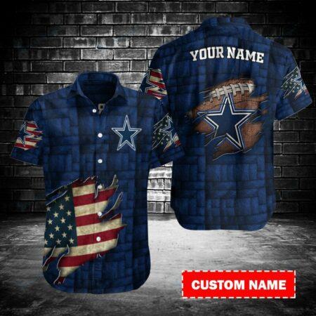 Dallas Cowboys Hawaiian Shirt Limited Personalized Cowboys American Flag 3D Hawaiian Shirt