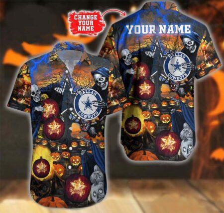 Dallas Cowboys Hawaiian Shirt Limited Personalized Dallas Cowboys Halloween Night Graphic Hawaiian Shirt