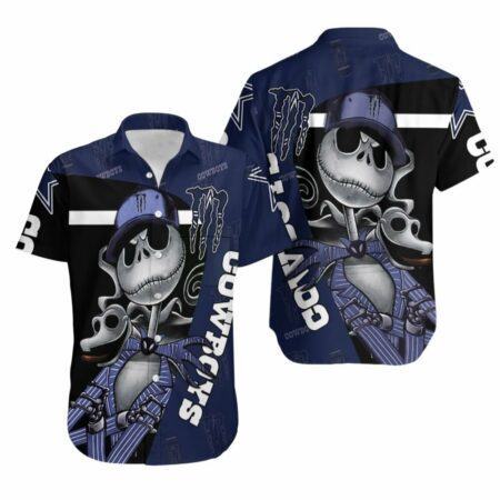 Dallas Cowboys Hawaiian Shirt Monster Energy Logo Jack Skellington Dallas Cowboys 3D Hawaiian Shirt