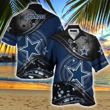 Dallas Cowboys Hawaiian Shirt New Design Dallas Cowboys Floral Pattern Black And Navy Hawaiian Shirt
