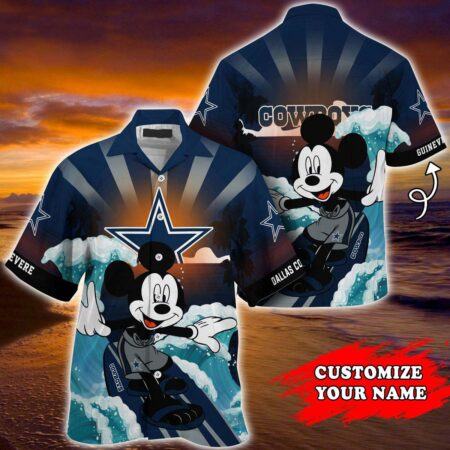 Dallas Cowboys Hawaiian Shirt Personalized Dallas Cowboys Mickey Surfing Hawaiian Shirt, Gift For Fan