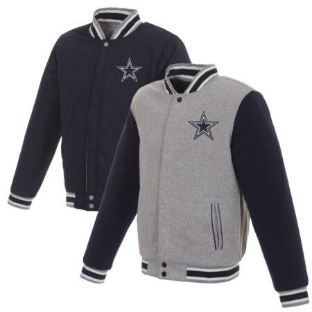 Dallas Cowboys JH Design Reversible Two Tone Fleece Jacket - GrayNavy