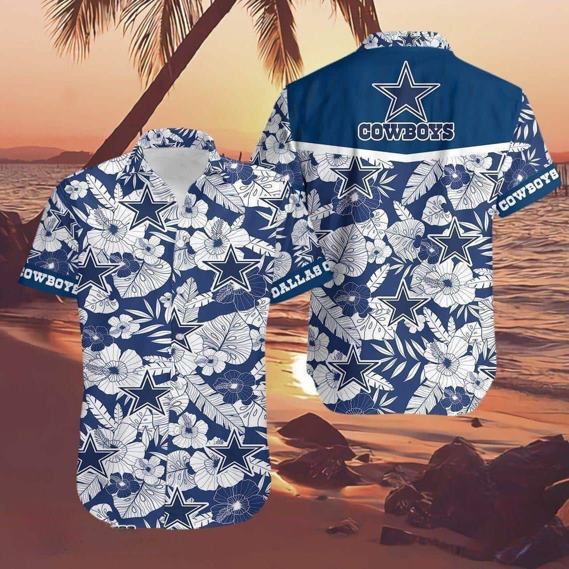 Cowboys Hawaiian Shirt Ziczac Pattern Flower Dallas Cowboys Gift